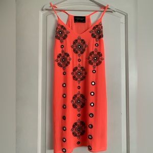 Revolve New Friends Colony Neon Coral Floral
Embroidered Flowy Strappy Dress XS